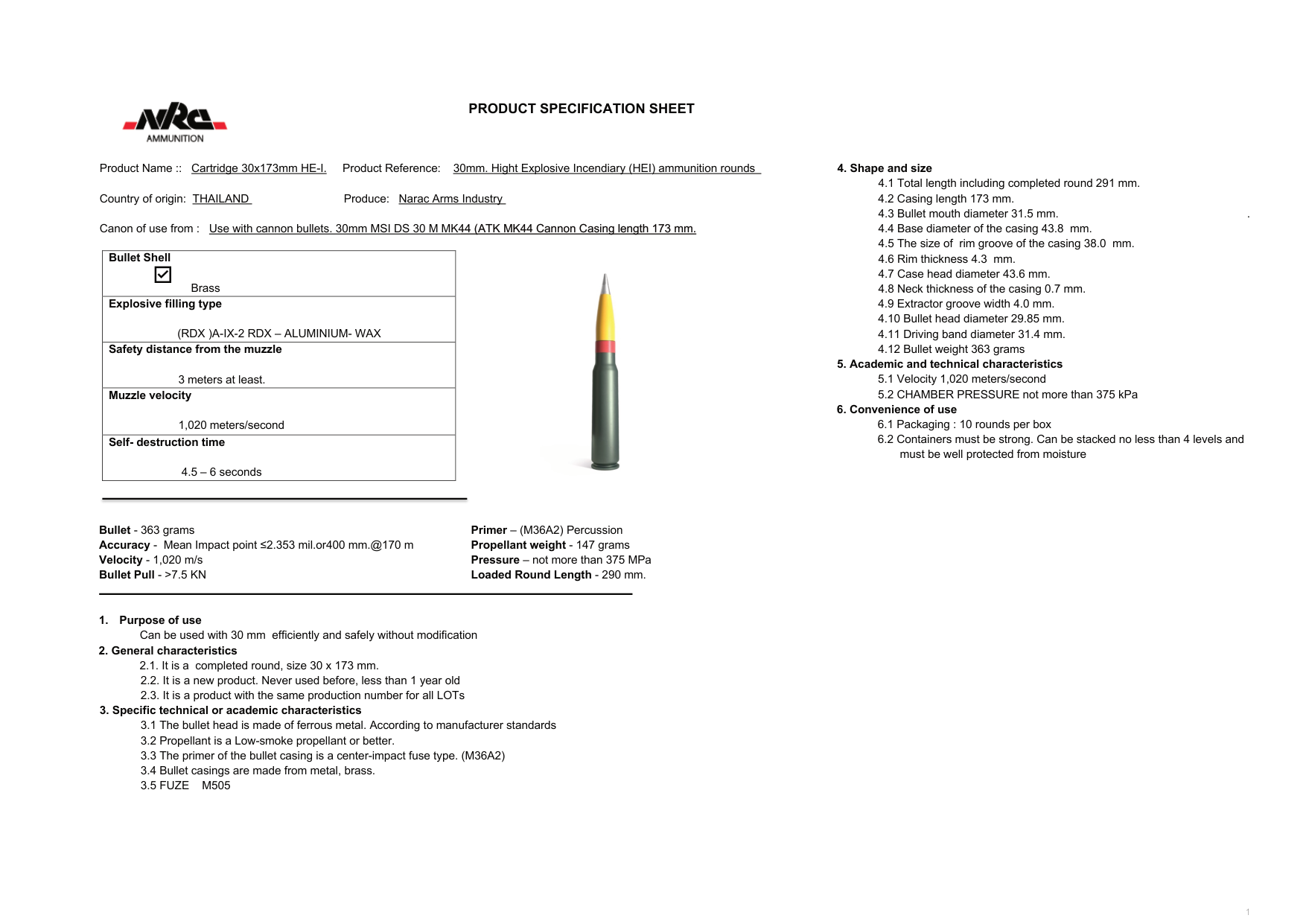 30mm HEI Ammunition